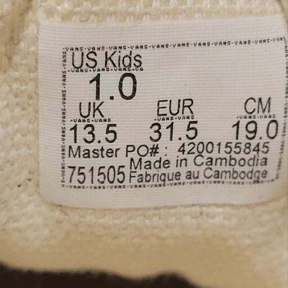 Vans off the wall Leather Canvas Suede Sneakers  Kids Size 1 - Picture 7 of 7